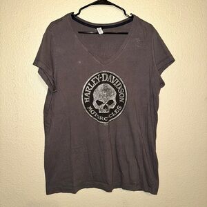 Harley-Davidson Women's Charcoal V-Neck Tee